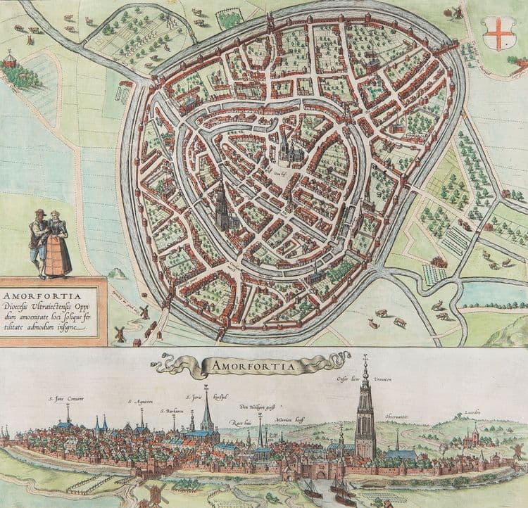 Amorfortia, Gijsbert Cloeting, Drukwerk: George Braun en Frans Hogenberg, 1588, collectie Museum Amersfoort